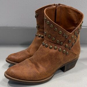 Coconuts- Studded Brown Ankle Boots, 7.5